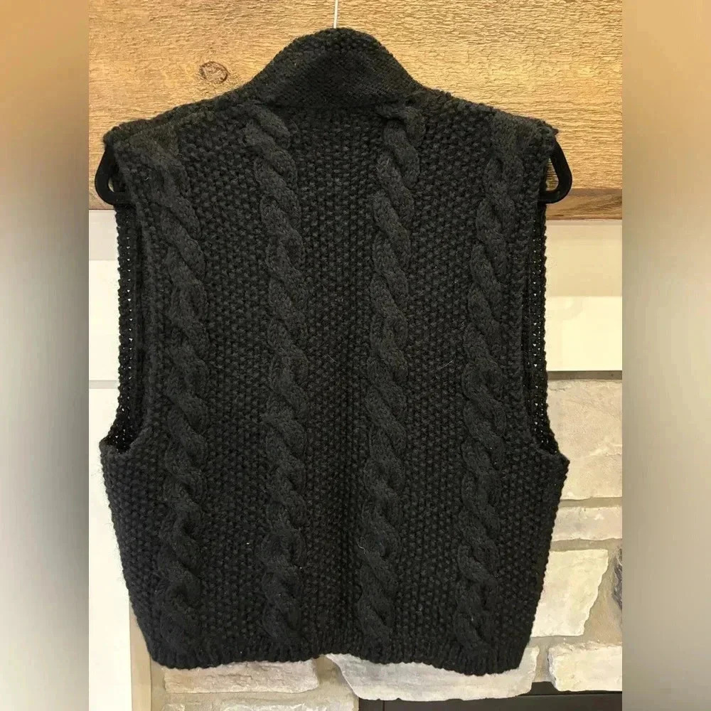 Wool Sweater Vest Womens S Cable Knit Chunky  Eclectic Grandpa Cottagecore - Picture 3 of 8